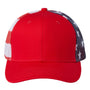 Kati Hats Mens Printed Mesh Snapback Trucker Hat - Red/USA Flag
