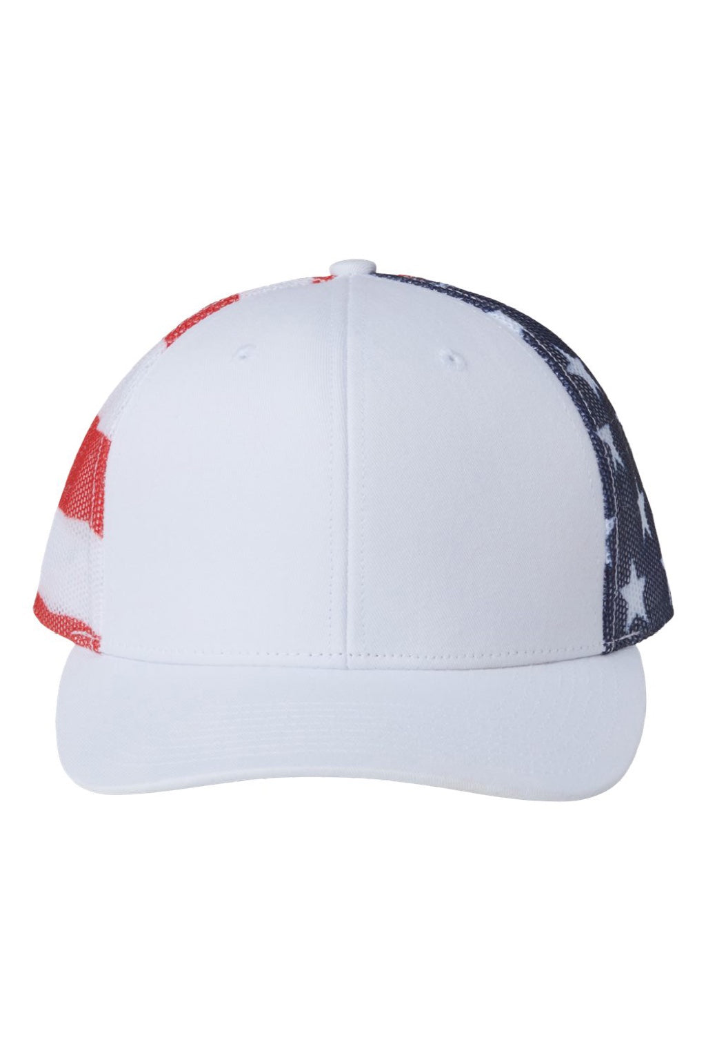 Kati Hats S700M Mens Printed Mesh Snapback Trucker Hat White/USA Flag Flat Front