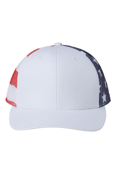 Kati Hats S700M Mens Printed Mesh Snapback Trucker Hat White/USA Flag Flat Front