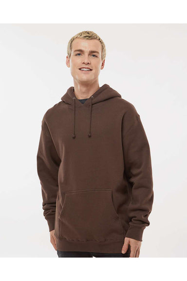 Independent Trading Co. IND4000 Mens Hooded Sweatshirt Hoodie Brown Model Front