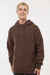 Independent Trading Company IND4000 Mens Hooded Sweatshirt Hoodie w/ Pouch Pocket Brown Model Front