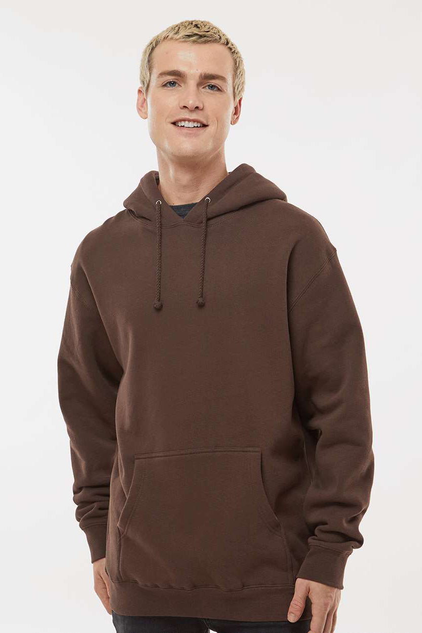 Independent Trading Company IND4000 Mens Hooded Sweatshirt Hoodie w/ Pouch Pocket Brown Model Front