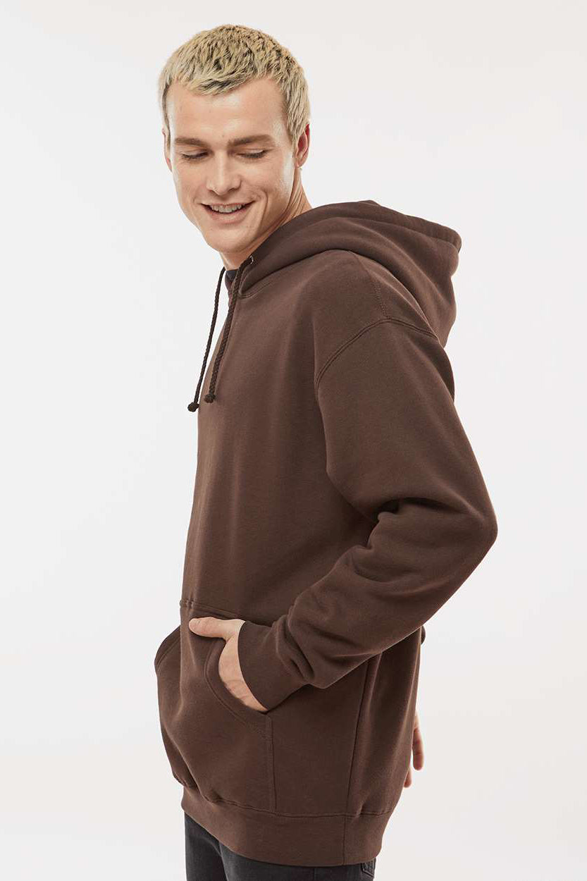 Independent Trading Company IND4000 Mens Hooded Sweatshirt Hoodie w/ Pouch Pocket Brown Model Side