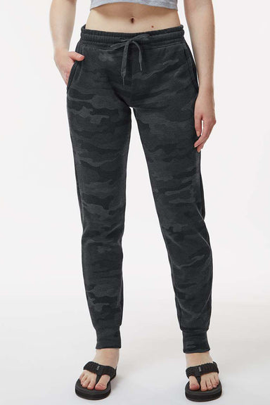 Independent Trading Company PRM20PNT Womens California Wave Wash Sweatpants w/ Pockets Heather Black Camo Model Front