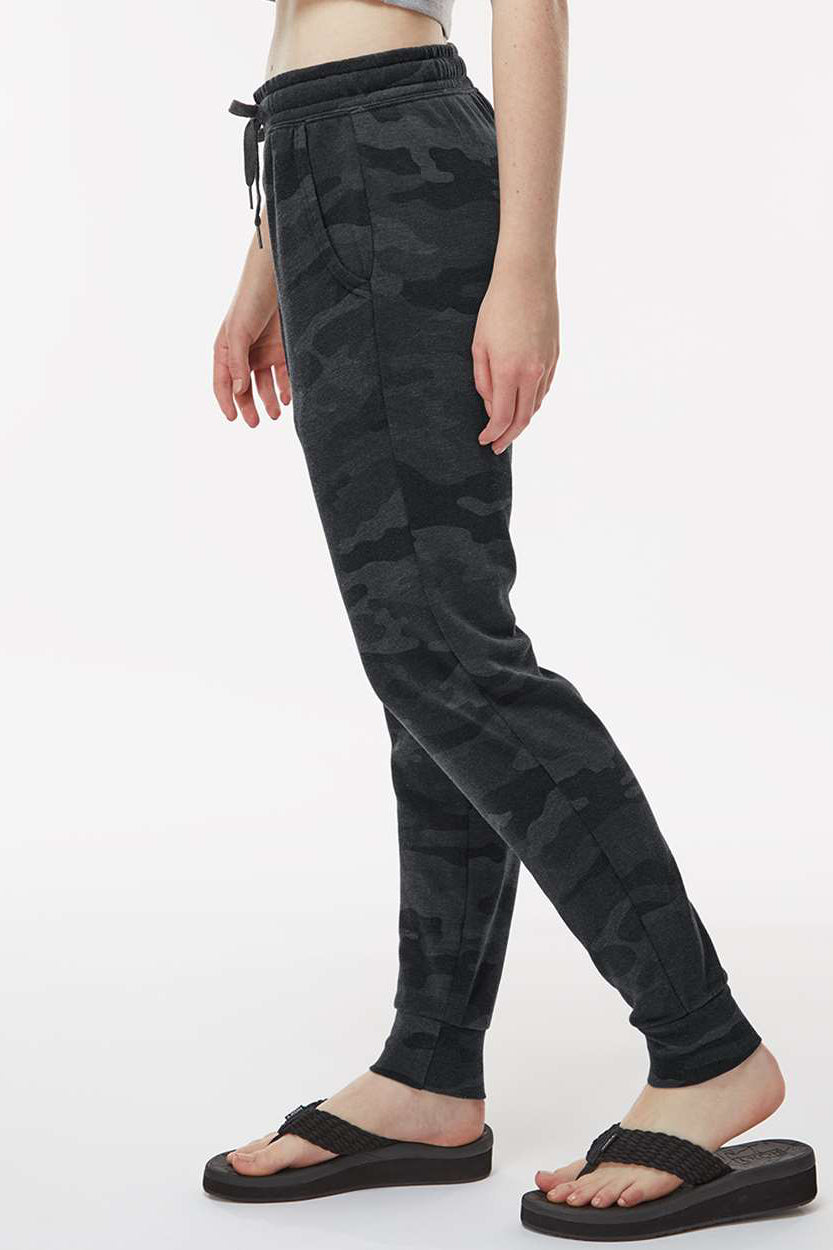 Independent Trading Company PRM20PNT Womens California Wave Wash Sweatpants w/ Pockets Heather Black Camo Model Side