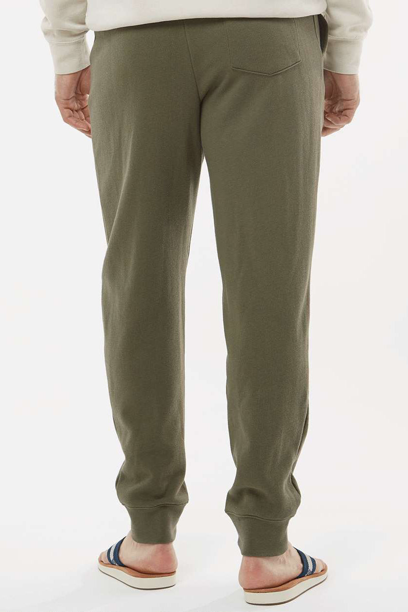 Independent Trading Company IND20PNT Mens Fleece Sweatpants w/ Pockets Army Green Model Back