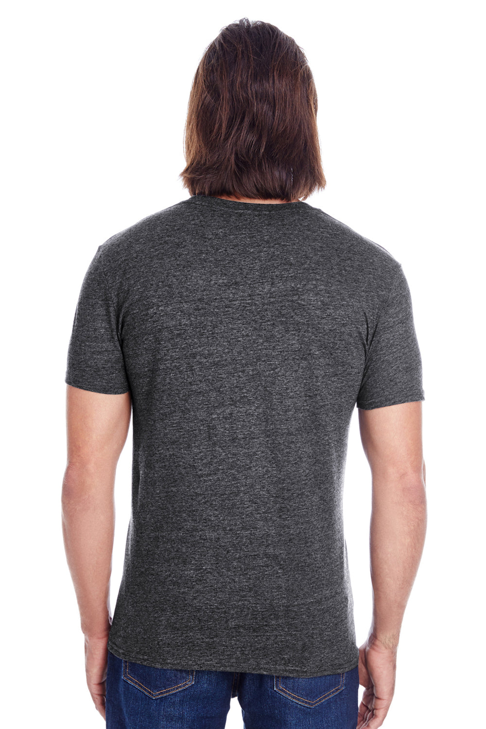 Threadfast Apparel 102A Mens Short Sleeve Crewneck T-Shirt Black Model Back
