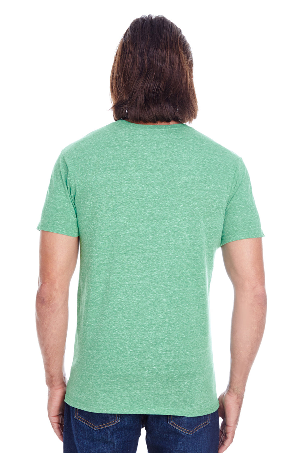 Threadfast Apparel 102A Mens Short Sleeve Crewneck T-Shirt Green Model Back