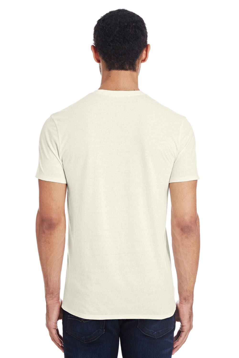 Threadfast Apparel 102A Mens Short Sleeve Crewneck T-Shirt Cream Model Back