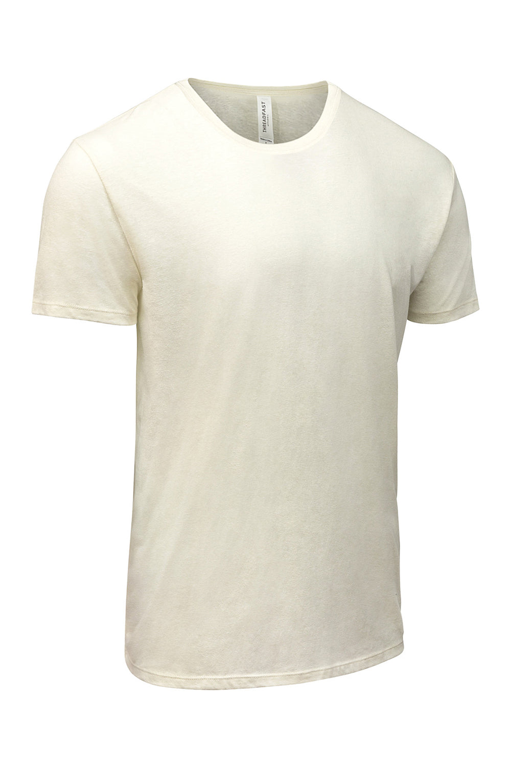 Threadfast Apparel 102A Mens Short Sleeve Crewneck T-Shirt Cream Flat Front