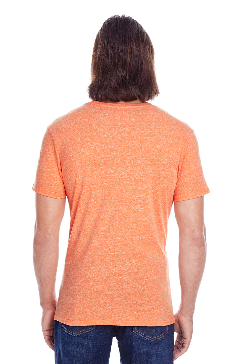 Threadfast Apparel 102A Mens Short Sleeve Crewneck T-Shirt Orange Model Back