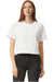 American Apparel 102 Womens Fine Jersey Boxy Short Sleeve Crewneck T-Shirt White Model Front