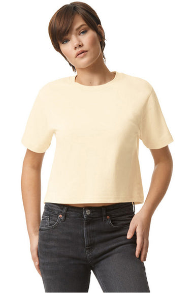 American Apparel 102AM Womens Fine Jersey Boxy Short Sleeve Crewneck T-Shirt Cream Model Front