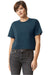 American Apparel 102AM Womens Fine Jersey Boxy Short Sleeve Crewneck T-Shirt Sea Blue Model Front