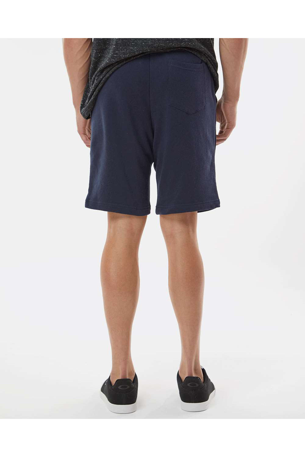 Independent Trading Co. IND20SRT Mens Fleece Shorts w/ Pockets Classic Navy Blue Model Back