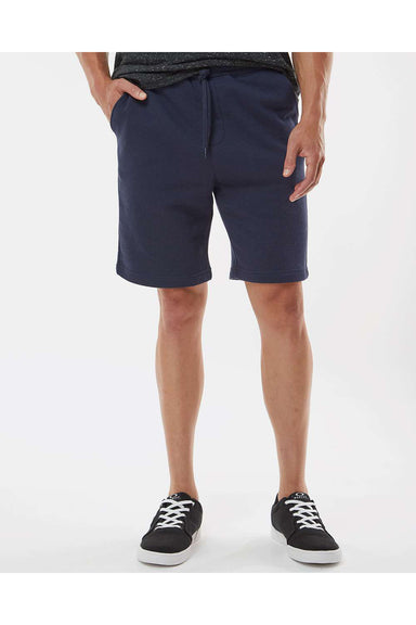 Independent Trading Co. IND20SRT Mens Fleece Shorts w/ Pockets Classic Navy Blue Model Front