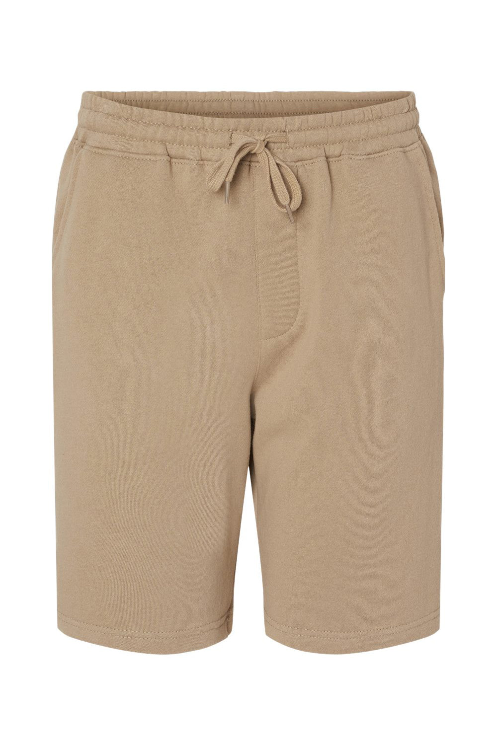 Independent Trading Co. IND20SRT Mens Fleece Shorts w/ Pockets Sandstone Brown Flat Front