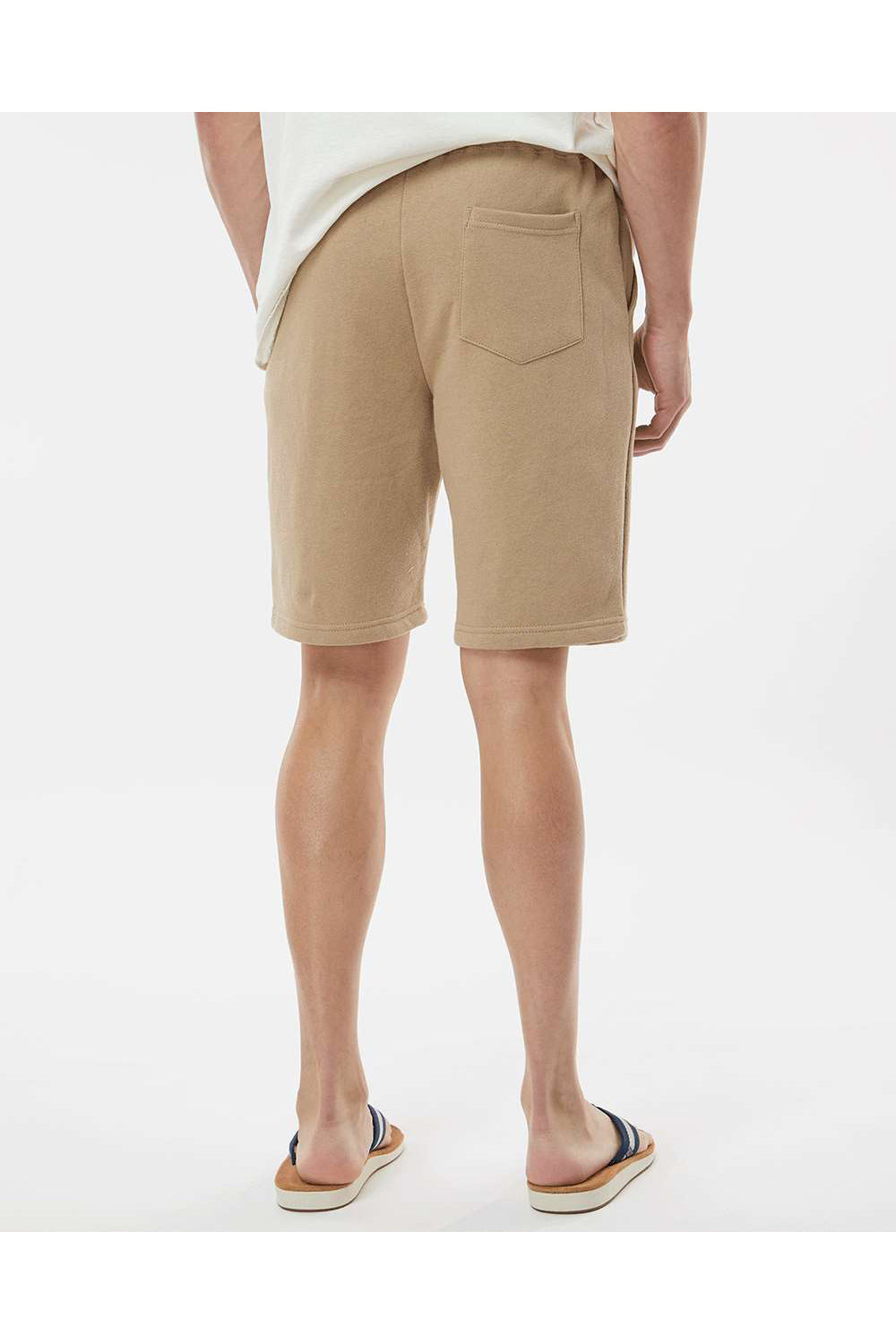 Independent Trading Co. IND20SRT Mens Fleece Shorts w/ Pockets Sandstone Brown Model Back