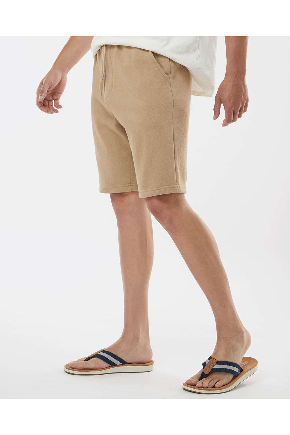 Independent Trading Co. IND20SRT Mens Fleece Shorts w/ Pockets Sandstone Brown Model Side