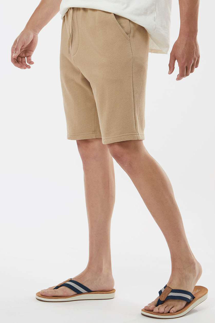 Independent Trading Company IND20SRT Mens Fleece Shorts w/ Pockets Sandstone Brown Model Side