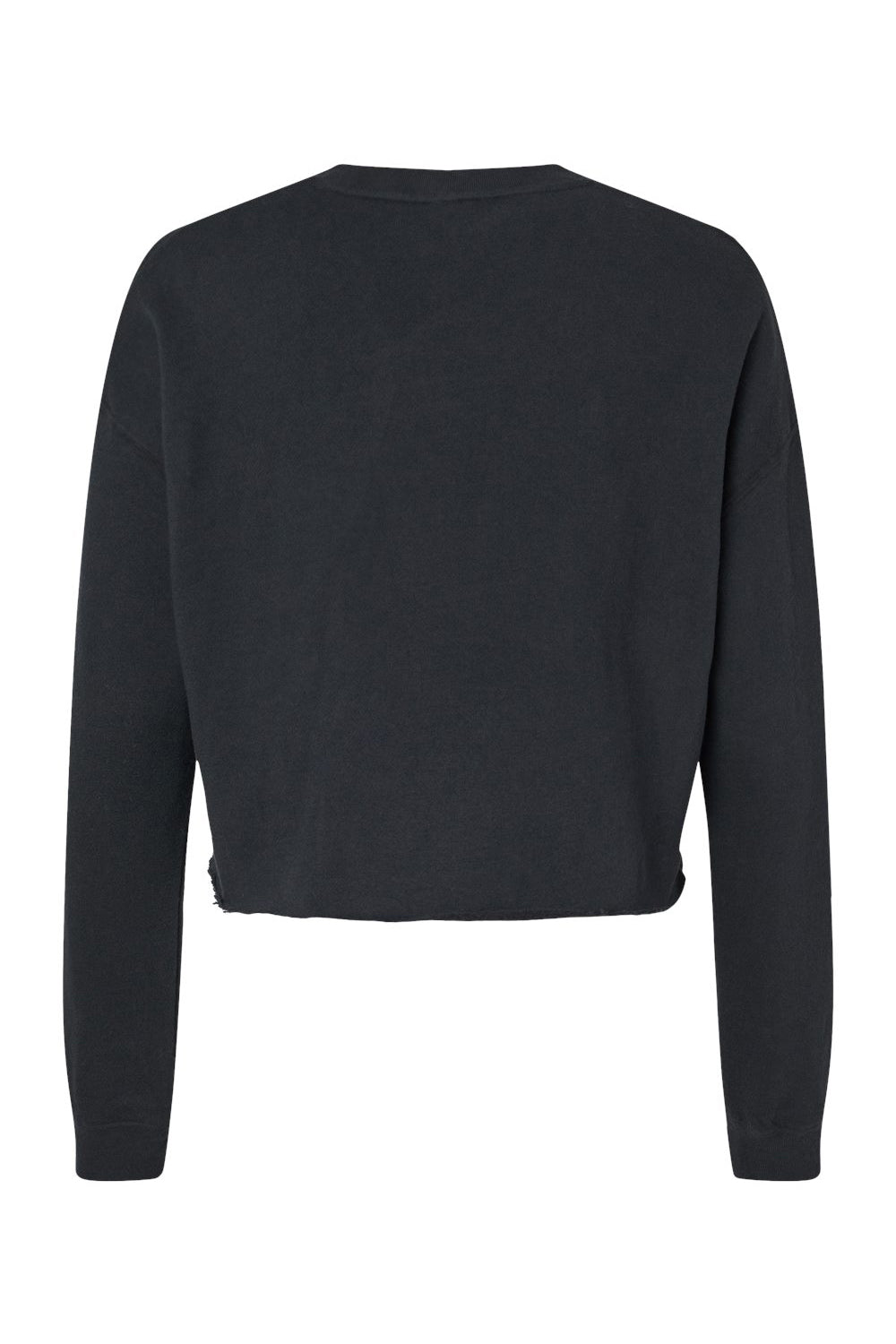 Independent Trading Company AFX24CRP Womens Crop Crewneck Sweatshirt Black Flat Back