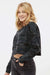 Independent Trading Company AFX24CRP Womens Crop Crewneck Sweatshirt Black Camo Model Side