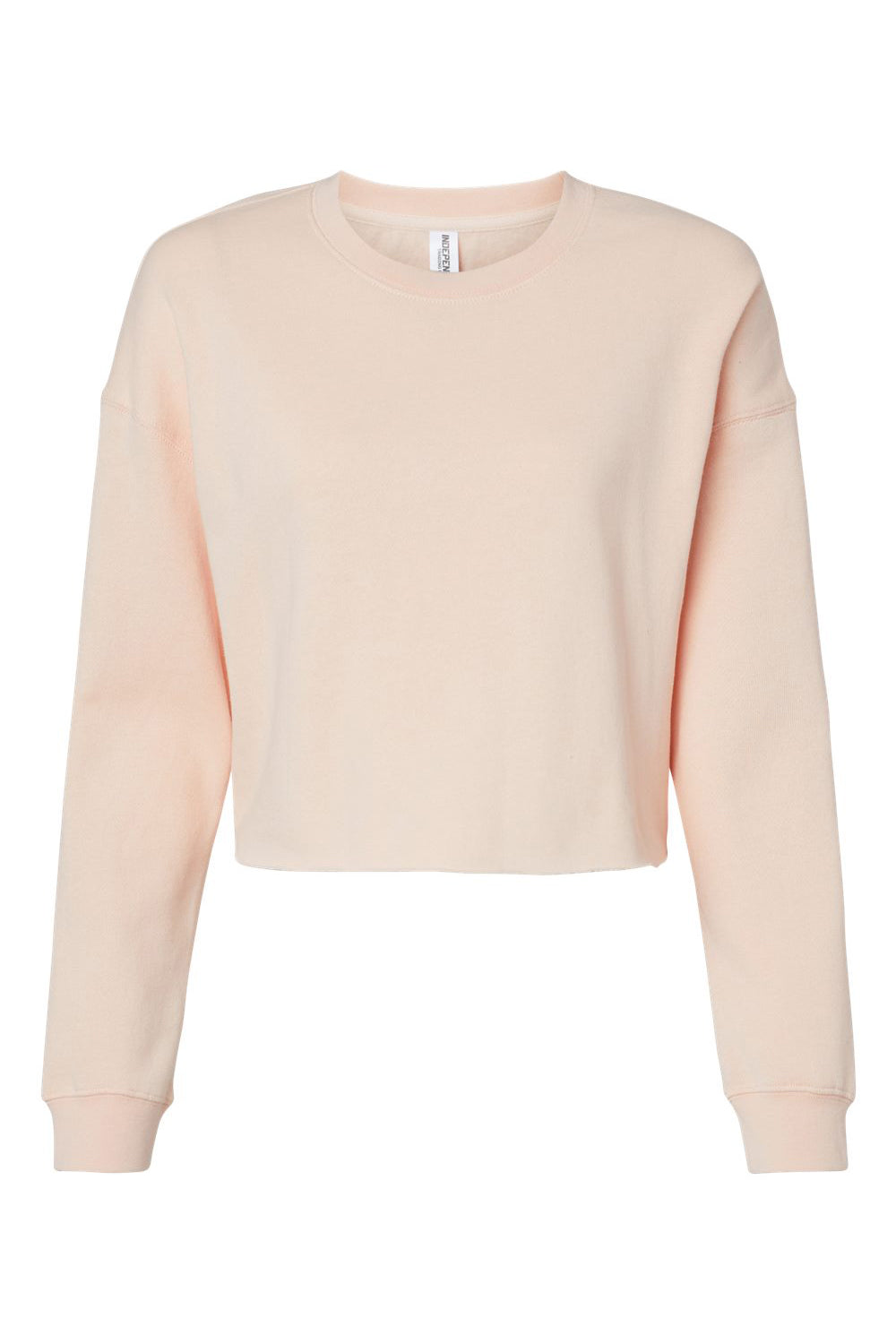 Independent Trading Company AFX24CRP Womens Crop Crewneck Sweatshirt Blush Pink Flat Front