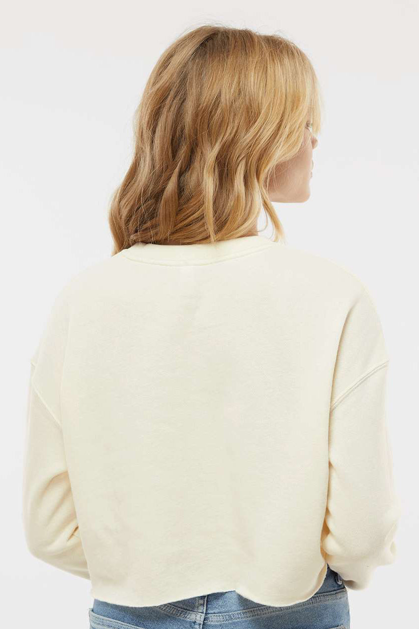 Independent Trading Company AFX24CRP Womens Crop Crewneck Sweatshirt Bone Model Back