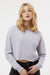 Independent Trading Company AFX24CRP Womens Crop Crewneck Sweatshirt Heather Grey Model Front