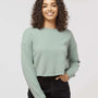 Independent Trading Co. Womens Crop Crewneck Sweatshirt - Sage Green - NEW