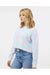 Independent Trading Co. AFX24CRP Womens Crop Crewneck Sweatshirt Cotton Candy Tie Dye Model Side