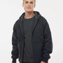 Independent Trading Co. Mens Insulated Canvas Full Zip Hooded Jacket - Black - NEW