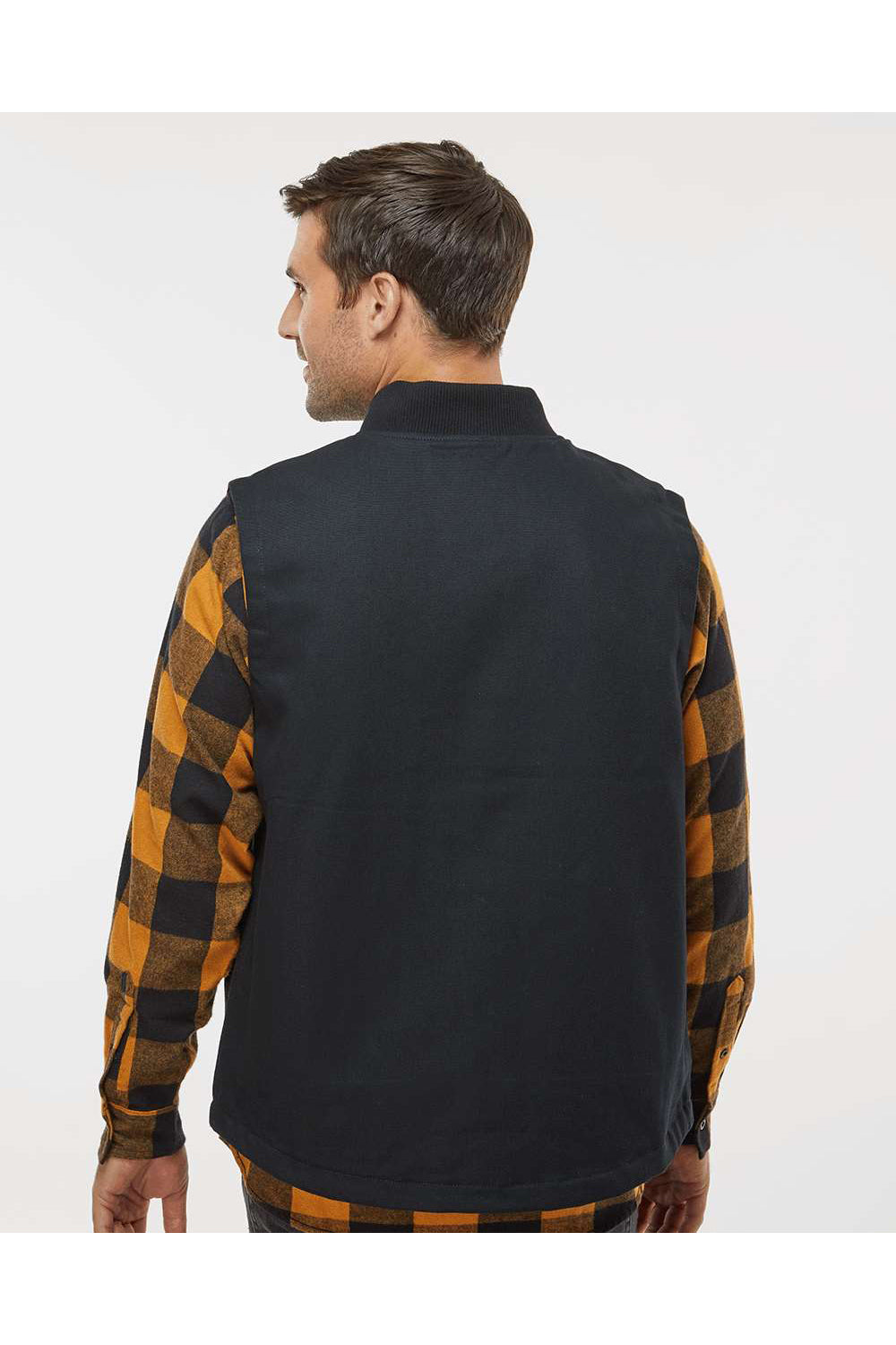 Independent Trading Co. EXP560V Mens Insulated Canvas Full Zip Vest Black Model Back