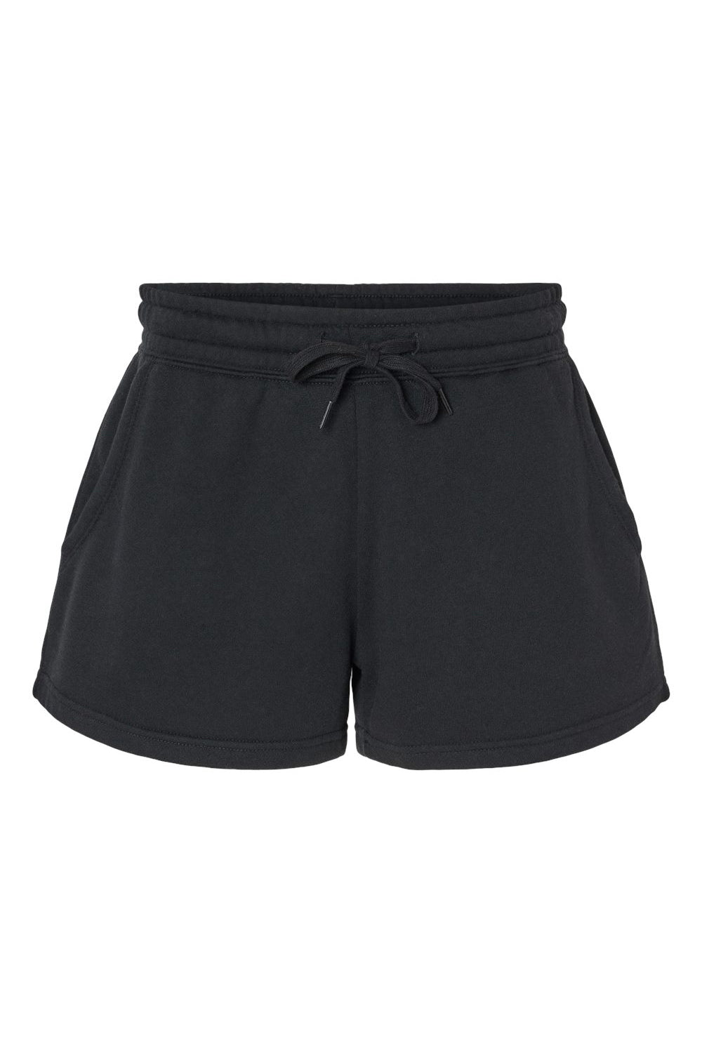 Independent Trading Co. PRM20SRT Womens California Wave Wash Fleece Shorts w/ Pockets Black Flat Front