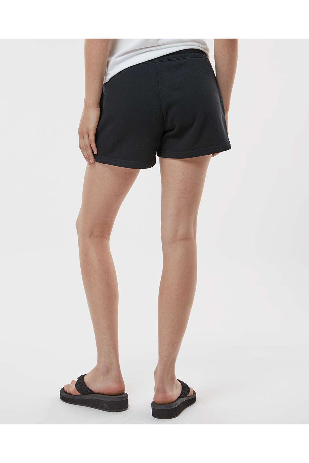 Independent Trading Co. PRM20SRT Womens California Wave Wash Fleece Shorts w/ Pockets Black Model Back