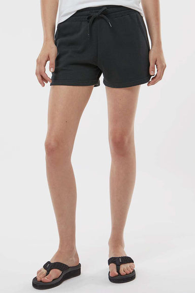 Independent Trading Company PRM20SRT Womens California Wave Wash Fleece Shorts w/ Pockets Black Model Front