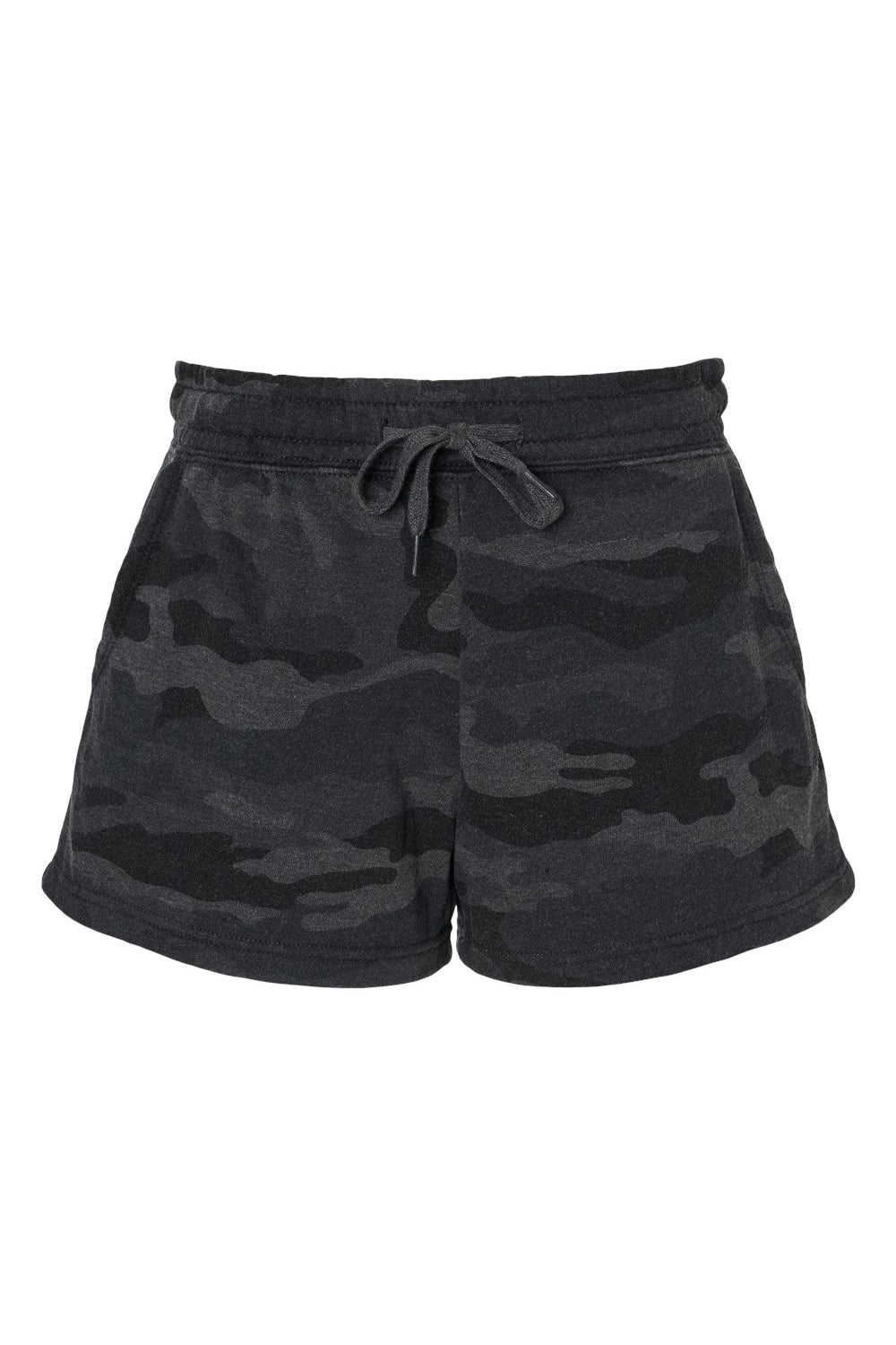 Independent Trading Co. PRM20SRT Womens California Wave Wash Fleece Shorts w/ Pockets Heather Black Camo Flat Front