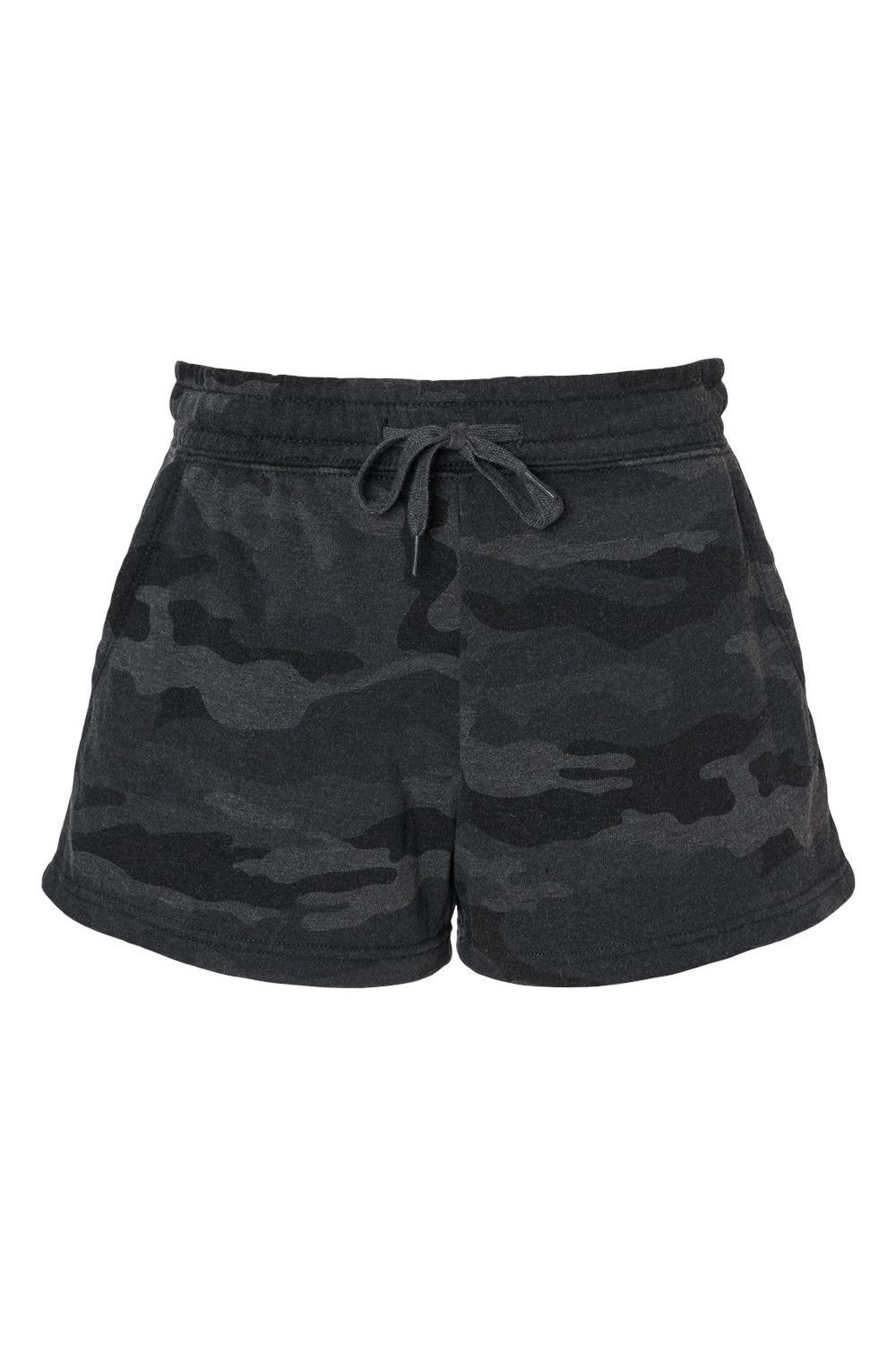 Independent Trading Company PRM20SRT Womens California Wave Wash Fleece Shorts w/ Pockets Heather Black Camo Flat Front