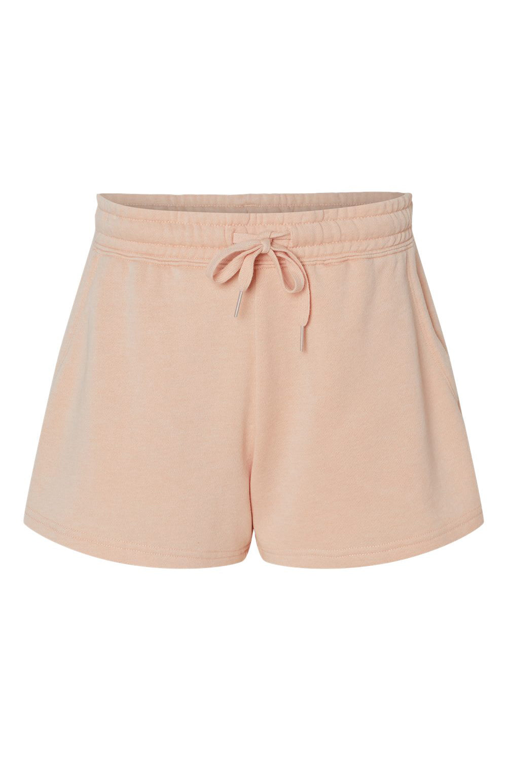 Independent Trading Company PRM20SRT Womens California Wave Wash Fleece Shorts w/ Pockets Blush Pink Flat Front