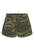 Independent Trading Co. PRM20SRT Womens California Wave Wash Fleece Shorts w/ Pockets Heather Forest Green Camo Flat Front