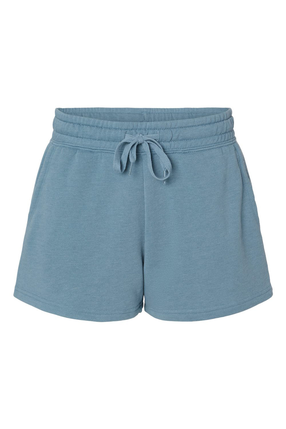 Independent Trading Co. PRM20SRT Womens California Wave Wash Fleece Shorts w/ Pockets Misty Blue Flat Front