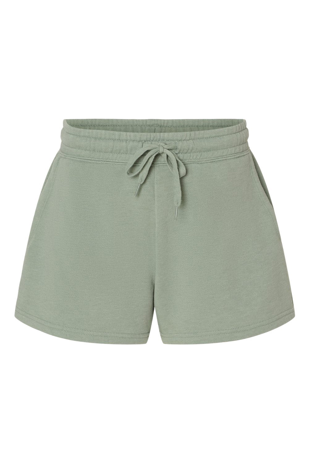 Independent Trading Co. PRM20SRT Womens California Wave Wash Fleece Shorts w/ Pockets Sage Green Flat Front