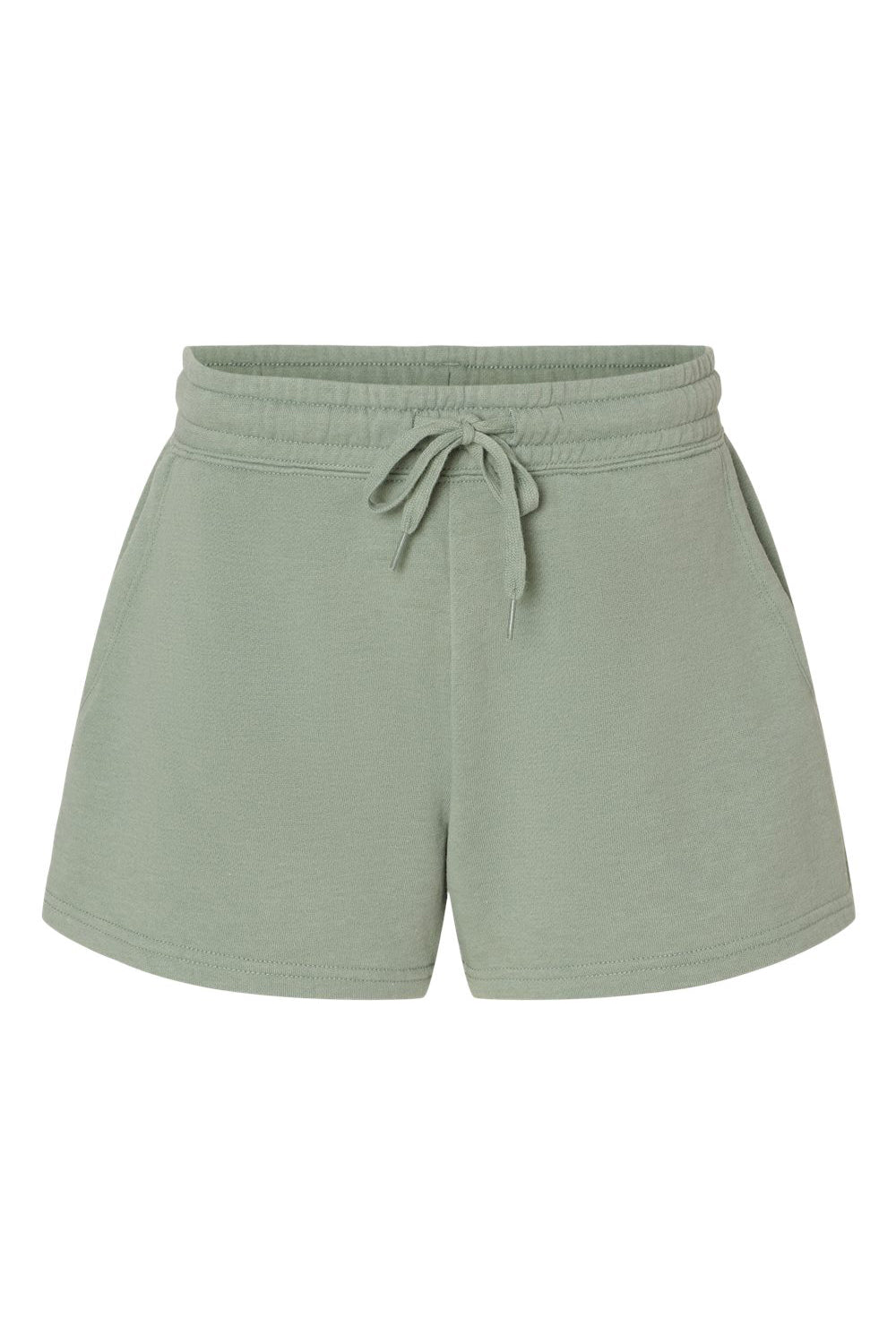 Independent Trading Company PRM20SRT Womens California Wave Wash Fleece Shorts w/ Pockets Sage Green Flat Front