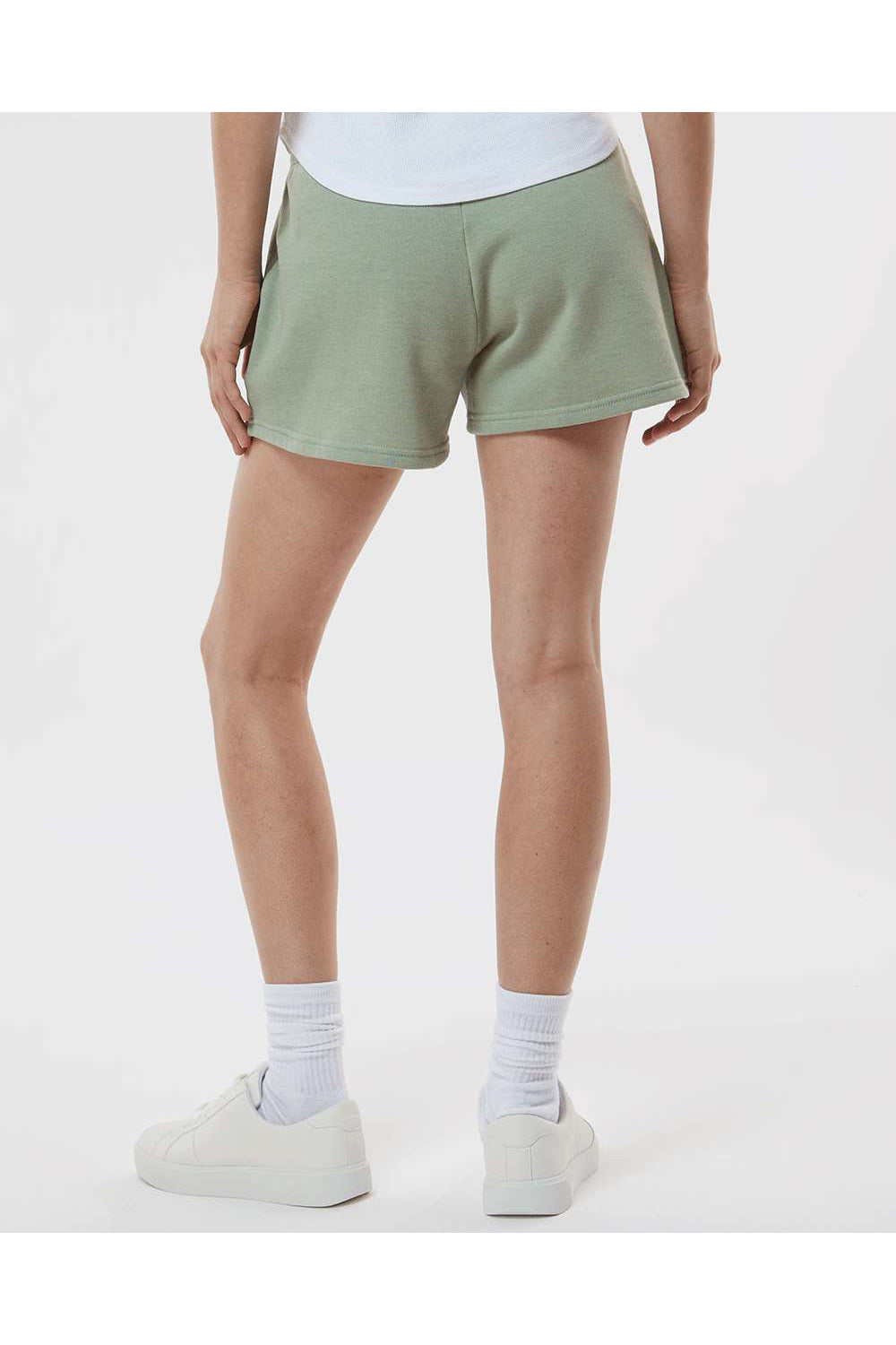 Independent Trading Co. PRM20SRT Womens California Wave Wash Fleece Shorts w/ Pockets Sage Green Model Back