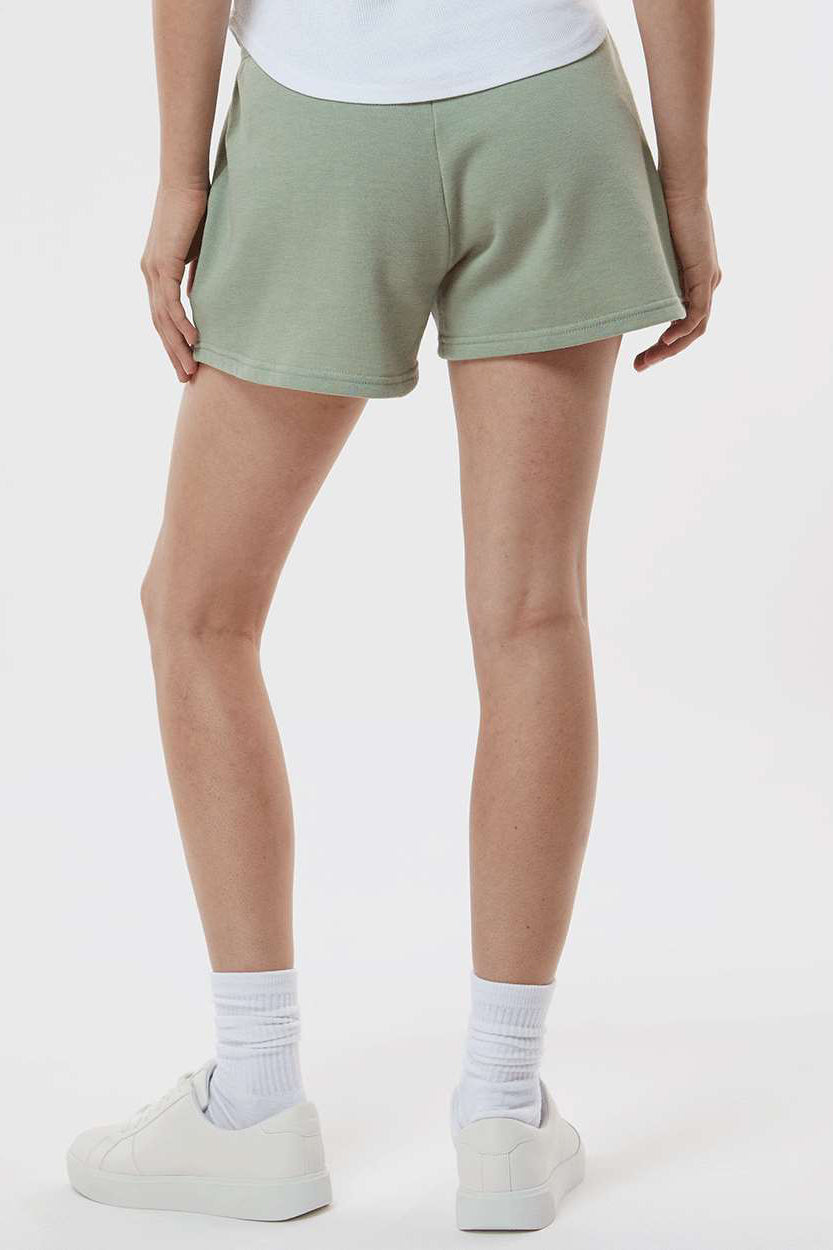 Independent Trading Company PRM20SRT Womens California Wave Wash Fleece Shorts w/ Pockets Sage Green Model Back