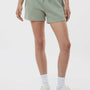Independent Trading Co. Womens California Wave Wash Fleece Shorts w/ Pockets - Sage Green - NEW