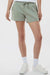 Independent Trading Company PRM20SRT Womens California Wave Wash Fleece Shorts w/ Pockets Sage Green Model Front