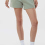 Independent Trading Company Womens California Wave Wash Fleece Shorts w/ Pockets - Sage Green