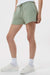 Independent Trading Company PRM20SRT Womens California Wave Wash Fleece Shorts w/ Pockets Sage Green Model Side