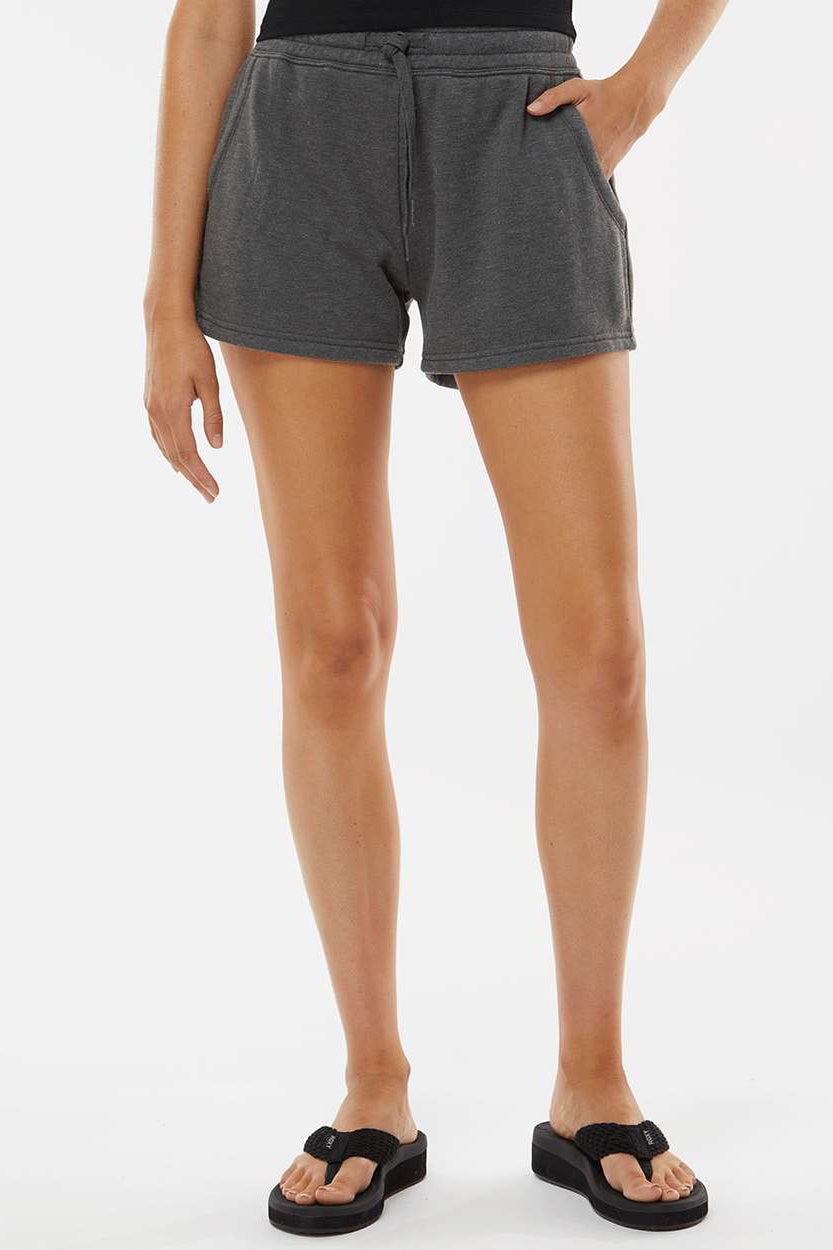 Independent Trading Company PRM20SRT Womens California Wave Wash Fleece Shorts w/ Pockets Shadow Grey Model Front